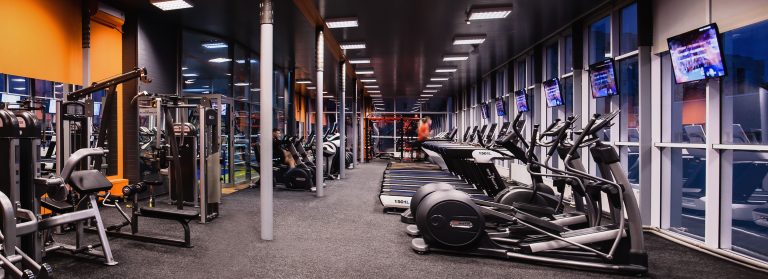 Panoramic photography of the interior of the fitness center "Fit4All"