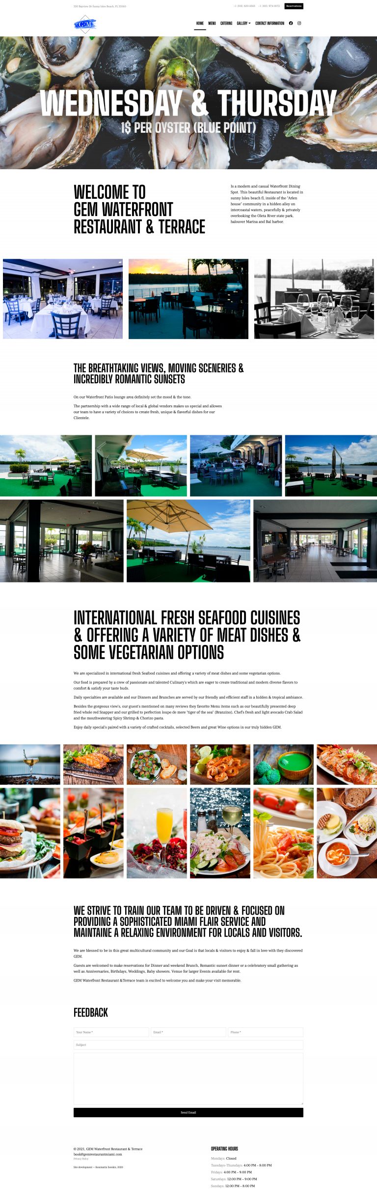 Сайт ресторана "GEM Waterfront Restaurant & Terrace"